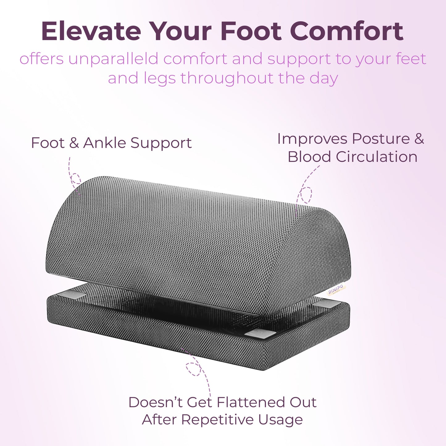 RINIPO Ergonomic Under Desk Footrest 2 Height Settings (4" And 6") For Added Elevation