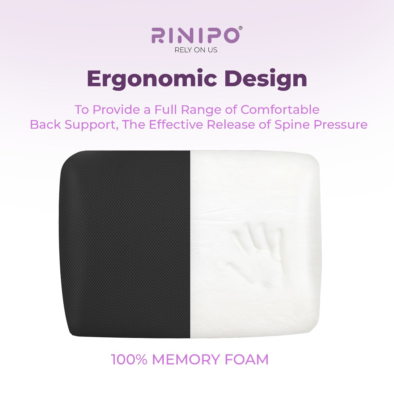 Rinipo Lumbar Support Memory Foam Pillow for Office Chair, Car & Couch