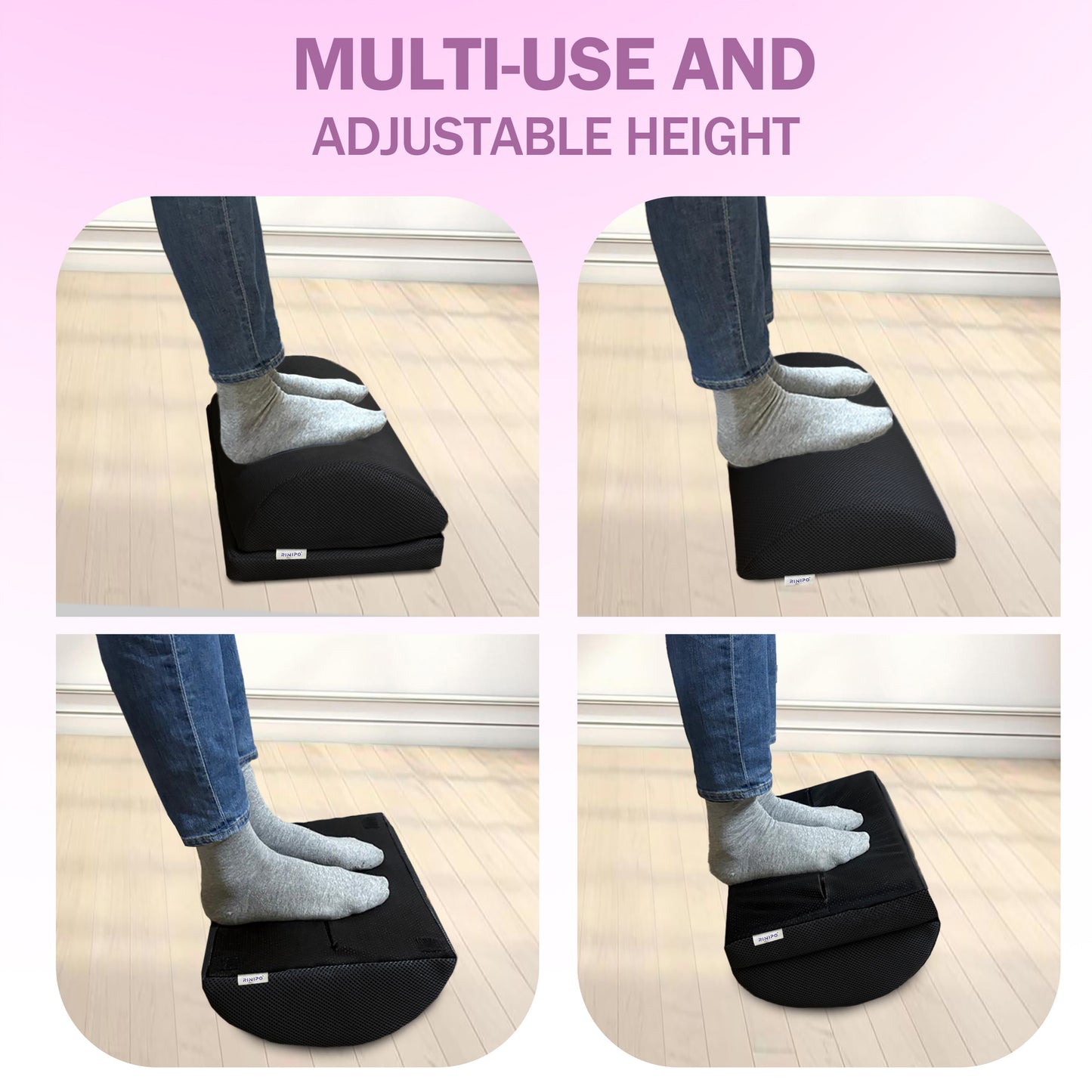 RINIPO Ergonomic Under Desk Footrest 2 Height Settings (4" And 6") For Added Elevation